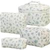 AXVRAV Set di 4 trousse cosmetiche da donna con motivo floreale, grande beauty case & make up, borsa portatile per trucco, borsa da toilette impermeabile, per donne e ragazze, ideale per tutti i giorni e i