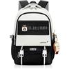 Amythe Zaino Ragazza Scuola Media Superiore - Zaini Impermeabile per Ragazze Adolescenti con Tasca Porta Pc - Nylon Daypack Zaino Casual per Scuola Viaggio e Tempo Libero - Nero