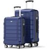 SHOWKOO Valigie da viaggio rigide espandibili ABS+PC Trolley Set valigie Cabina leggera durevole con 4 ruote doppie girevoli e chiusura TSA