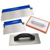 IBEMOL Kit professionale di lisciatura e finitura, 4 pezzi, spatole da 25 e 40 cm + cazzuola in schiuma + cazzuola dentata a dente segato, per gesso, stucco e rivestimenti (kit 4 pezzi)
