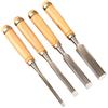 IRFHDCX Sgorbie Per Legno Set di scalpelli for intaglio del legno da 4 pezzi | Acciaio al cromo-vanadio da 6/12/18/24 mm con manici in faggio in custodia di carta