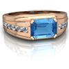 Artik Jewels Naturale Topazio Blu Gemma Con Rosa Placcato Oro 925 Argento Anello AJ412