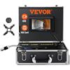VEVOR Telecamera per Ispezione Tubi 50 m Endoscopio per Scarichi con Schermo da 7'', Funzione DVR, Impermeabile IP68, 12 LED Orientabili, Scheda SD 16 GB, Cavo Semirigido per Condutture, Fognature