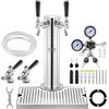 VEVOR Kit Spillatore Birra a Doppio Rubinetto, Dispenser Torre Birra per Fusti in Acciaio Inossidabile con Regolatore W21.8 Doppio Manometro e Accoppiatore Fusti S-System