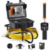 VEVOR Kit Telecamera Endoscopio con Sonda Localizzatore 512Hz per Ispezione di Fognatura Schermo LCD Colorata 9 Pollici Cavo 50m, Telecamera Ispezione Sonda Portatile per Tubi Angolazione Visiva 130°
