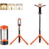 VEVOR Lampada da Lavoro a LED con Supporto 6 Ah, Luce da Campeggio Ricaricabile Senza Fili, con 3 Teste Lampada, Treppiede Staccabile, 2200 Lumen 3000 K-6500 K Dimmerabile, Illuminazione per Cantieri
