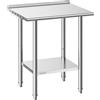 VEVOR Tavolo da Lavoro per Cucina in Acciaio Inox Senza Ruote, Tavolo per Preparazione da Cucina 762 x 610 x 894 mm con Alzatina 30 mm, Ripiano Sotto Portaoggetti 168 kg, Ristorante, Hotel, Catering