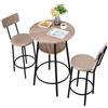 VEVOR Set Mobili da Bar Tavolo Sedie da Cucina 3 Pezzi con 2 Sgabelli da 350 x 420 x 920 mm, Tavolo da Pub Rotondo da 900 x 900 x 910 mm, Adatto per Ufficio, Sala da Pranzo, Stile Industriale