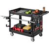 VEVOR Carrello di Servizio Portata 250 kg 2 Ripiani Ruote Girevoli a 360°, Carrello Officina, Ruote Fisse con Freno, Struttura in Plastica Resistente con Vassoio e Pannello Forato, per Garage, Nero