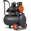 VEVOR Compressore d'Aria 35L Portatile Senza Olio Motore 1800W Velocità 2800 giri/min per Aerografo Inchiodatura, Compressore d'Aria a Secco Portatile Rumore 70dB 2 Silenziatori Temperatura -50℃ - 40℃