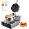 VEVOR Macchina per Waffle Belga Rotonda Commerciale Macchina Waffle 1230 W, Piastra Waffle Belga in Acciaio Inox Antiaderente, con Controllo Temperatura Tempo, Maniglia, per Ristoranti, Panetterie