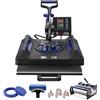 VEVOR Macchina per Trasferimento Termico 380 x 380 mm Macchina per Pressatura a Caldo 8 in 1 con Pressa a Tamburo 0,85 kg Pressatura digitale per Magliette Oscillante 360° per Tazze/Piatti, Nero + Blu