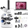 VEVOR Microscopio Trinoculare, Kit Microscopio Composto con Ingrandimento 40-5000X, Corpo in Lega di Alluminio, Illuminazione a LED Supporto per Telefono Inclusi, per Laboratorio, Scuola