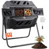VEVOR Compostiera da Giardino Rotante 162,7L Doppia Camera, Compostiera Girevole a 360° in PP Senza BPA Portata max. 50 kg per Compostaggio Rifiuti Organici di Cucina per Giardinaggio Cortile Esterno