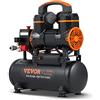 VEVOR Compressore d'Aria a Secco Portatile 8L, Senza Olio, Motore 900W, Velocità 2800 giri/min, per Aerografo Inchiodatura, Rumore 70dB 2 Silenziatori, Temperatura -50℃ - 40℃