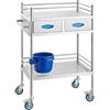 VEVOR Carrello da laboratorio in acciaio inox a 2 strati, Carrello medico, Carrello di servizio dentale con ruote bloccabili e secchio, per laboratorio, ospedale, uso dentale