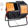VEVOR Compostiera da Giardino Rotante 140L Doppia Camera, Compostiera Girevole a 360° in PP Senza BPA Portata max. 40 kg per Compostaggio Rifiuti Organici di Cucina per Giardinaggio Cortile Esterno