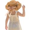 Kunyeah Cappello di Paglia Estivo per Bambina Cappello Pieghevole a Tesa Larga Cappello con Visiera Parasole Protezione Solare Cappelli di Paglia da Spiaggia Cappellino floscio con Fiocco