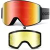 Odoland Set di Occhiali da Sci con Lenti Intercambiabili, Cornice Magnetico, Occhiali da Sci Anti-nebbia con Protezione UV400, per Uomini e Donne, Compatibile con Casco