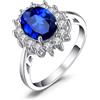 JewelryPalace Kate Middleton Anello Halo Donna Argento 925 Con Pietre Preziose Colorate, Princess Diana William Anelli Dorati in Oro Con Pietra Ovale, Fedina Zirconi Oro Rosa Set Gioielli