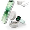 Belkin UltraCharge Pro Caricatore Wireless Qi2 25W 2 in 1 - Beige | Caricatore Wireless Magnetico Convertibile MagSafe, Certificato Qi2.2 per iPhone, Apple Watch, Auricolari, Alimentatore 45W