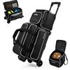 VEVOR, borsa da bowling con ruote (per 2+1 palle) + borsa da bowling (mini) per 2+1 palle, realizzata in tessuto Oxford 600D, colore bianco e nero. Adatta per scarpe fino alla taglia US 16 e per accessori. Dotata di maniglia telescopica (fino a 1016 mm) …