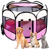 YuLiMirich Recinto Cani da Interno, Recinto Pieghevole per Cani e Gatti, Recinti Gioco per Cane, Box Pieghevole per Cane, Portatile Recinto per Animali pour Gatti, Cani, Conigli (Rosa Recinti, S)