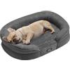 Feandrea Cuccia per Cani di Taglia Media, 76 x 51 x 18 cm, Ortopedica, Rivestimento Impermeabile, Bordi Rialzati, Sfoderabile e Lavabile, Antiscivolo, Grigio Ardesia PGW281GN01