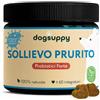 DogSuppy Sollievo Prurito Probiotici per Cani, 100% Naturale - Contro Prurito, Leccamento delle Zampe, Arrossamenti Cutanei e Allergie Stagionali, Supporto Intestinale e Immunitario, 60 Integratori
