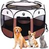 YuLiMirich Recinto Cani da Interno, Recinto Pieghevole per Cani e Gatti, Recinti Gioco per Cane, Box Pieghevole per Cane, Portatile Recinto per Animali pour Gatti, Cani, Conigli (Marrone, S)