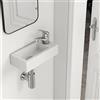 EMKE Lavandino - Mini lavabo sospeso per bagno e WC degli ospiti - 36 × 18 × 9 cm - Lavabo in ceramica di alta qualità - rettangolare rubinetto foro destro - bianco