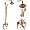 gotonovo Ottone Antico Rubinetto Doccia 8 Soffione Doccia Apparecchio con Palmare Spray Doppia Leva Maniglia Vasca Beccuccio Tripla Funzione Bagno Montaggio A Parete