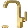 Lava Odoro Rubinetto da bagno dorato con maniglia singola, rubinetto in oro spazzolato per lavabo da bagno a 1 o 3 fori in ottone massiccio con piastra di scarico inclusa, BF204-SG