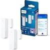 Philips Smart Lighting Sensore di contatto smart, Confezione da 2 | Home Monitoring, Automazioni, Sensore della porta, Design compatto, Connected by WiZ, Casa connessa
