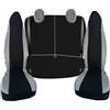 Generico Coprisedili Auto Completi in cotone per Citroen C1, 7 Pezzi, Cotone grigio/Nero, Posteriore Diviso