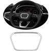 HIBEYO Adesivo per volante auto, in alluminio, adatto per Audi Q3 Q5L Q7 Q8 A4, per volante auto, anello decorativo per volante, logo, decalcomanie per volante, accessori interni color argento
