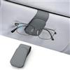 JOYIT Porta Occhiali per Auto, in Vera Pelle, Supporto per Occhiali da Sole, Auto, Supporto Magnetico per Occhiali, Universale, per Auto, Clip per Biglietti (Grigio)