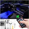 QAUBEN Auto Interno Strip Luces, 6 in 1 Multicolore RGB Auto Footwell Ambient Luceing Kit, 8m Fibra ottica EL Neon Tube Luce, Modalità fai da te Musica Sincronizzazione RF Telecomando DC 12V