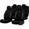 otoM Coprisedili universali in Tessuto/Pelle 'Limited' Nero + Cucitura Rossa - 11 Pezzi - compatibili con airbag Laterali