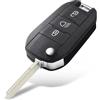 CAS Cles Auto services Guscio chiave per Peugeot 208 301 308 508 2008 3008 5008 RCZ Partner Rifter - per Citroen C3 C4 C4L Elysee Cactus (3 pulsanti con lampada, HU83)