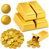 Henjunu 80 pezzi cioccolato monete d'oro con scatola regalo design lingotto d'oro | Monete di cioccolato oro commestibili avvolte in foglia d'oro, ideali per tesoro pirata, feste di compleanno bambini