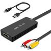 LVY Convertitore da HDMI a RCA, adattatore convertitore da HDMI a audio video composito, HDMI a AV, supporta PAL/NTSC per PS4, Xbox, Switch, TV Stick, Blu-Ray, lettore DVD,