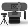 Nolansend Webcam 4K per PC/Laptop/Streaming | Max 9X Hybrid Zoom & Autofocus, telecomando, con copertura privacy e treppiede, ideale per live streaming e riunioni online