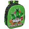 safta | Zaino scolastico Minecraft 3D TermoconFormada, Frontale Rígido in Rilievo, Spallacci Imbottiti e Ergonomici, Tasca Laterale Portaborraccia, Maniglia Superiore, Verde e Nero,
