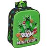 safta | Zaino scolastico Scuola Materna Minecraft 3D, Scomparto Principale con Cerniera, Maniglia superiore, Per bambini Ritorno a Scuola, Design Creeper Verde e Nero, Zaino Bambino,