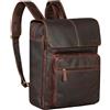 STILORD Sangro Zaino Uomo Pelle porta PC 15,6-16 Pollici con Doppio Scomparto Laptop - Zaini Vera Pelle con Patta perfetto per Lavoro Ufficio e Viaggio Colore:cognac marrone scuro