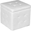 Dmora Pouf Contenitore in finta pelle, Pouf Cubo, 47 x 45 x 45 cm, finta pelle, Bianco, BIG