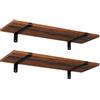 SONGMICS Set di 2 Mensole da Muro, Portata 10 kg, 60 x 20 x 7 cm | Mensole da Cucina, Facile da Montare, per Bagno, Marrone Vintage e Nero Opaco, Collezione Colex, LWS04NB