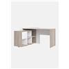Dmora Scrivania ad Angolo con scaffale, Colore, cm 140 x 80 x 120, Bianco e Quercia a Sei Scomparti