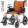 VOCIC U12 Sedia a Rotelle Pieghevole Ergonomica Regolabile | Carrozzina per disabili 13KG fino a 136KG,maniglie e braccioli regolabili,doppio freno,30CM ruote,alluminio stretta|Arancione